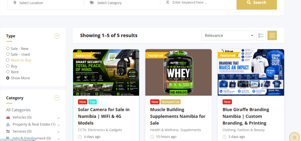 advertise online in Namibia